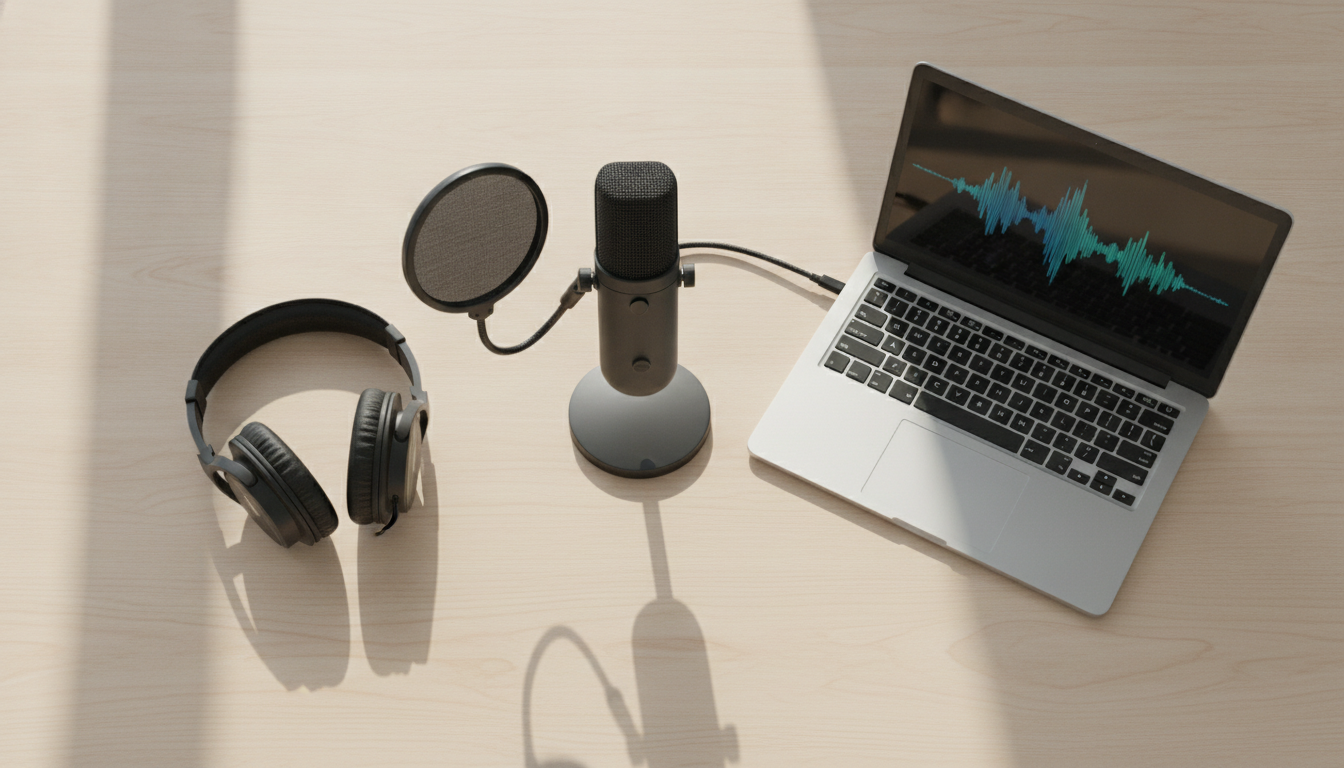 Guia de microfone USB para podcast iniciante 2026 - Por onde começar: kit mínimo para o primeiro episódio
